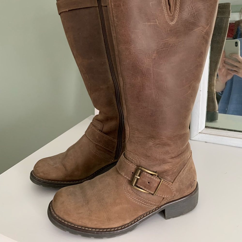 Clarks Knee High Buckle Boots